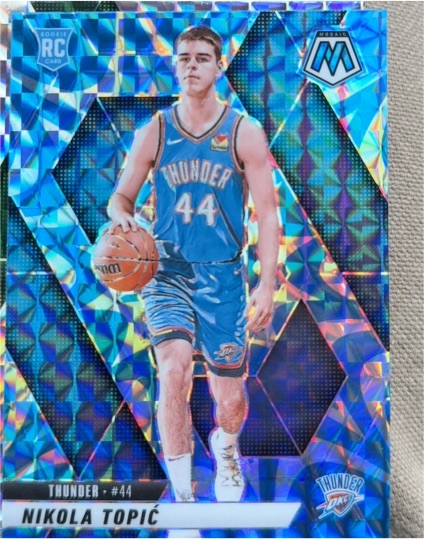 2024-25 Panini Mosaic #242 Nikola Topic Reactive Blue Mosaic Prizm RC — front