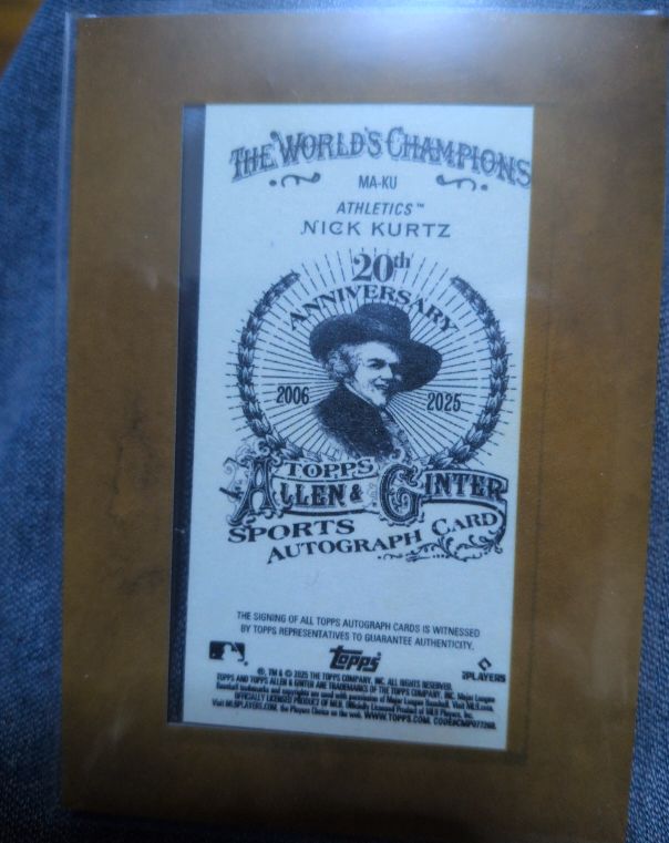 2025 Topps Allen & Ginter #MA-KU Nick Kurtz — front