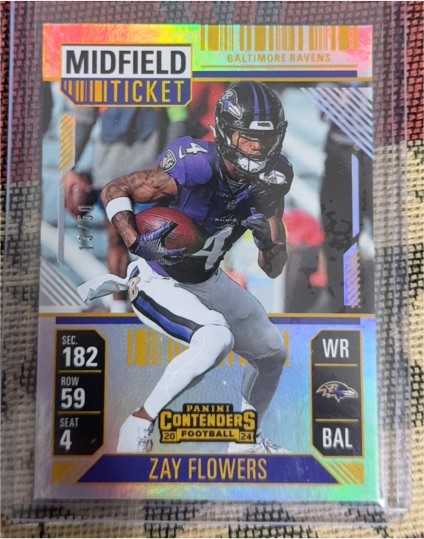 2024 Panini Contenders #8 Zay Flowers Midfield Ticket — front