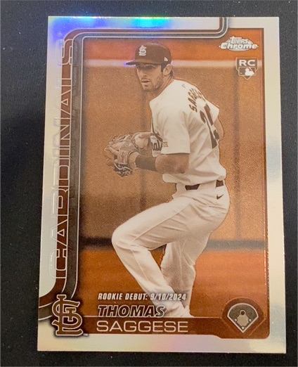 2025 Topps Chrome Update #USC157 Thomas Saggese Sepia Refractor Rookie Debut — front
