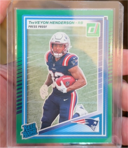 2025 Panini Donruss #332 TreVeyon Henderson Green Press Proof Rated Rookie — front