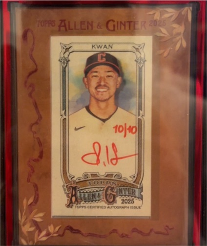 2025 Topps Allen & Ginter #MA-SKW Steven Kwan Framed Mini Auto — front