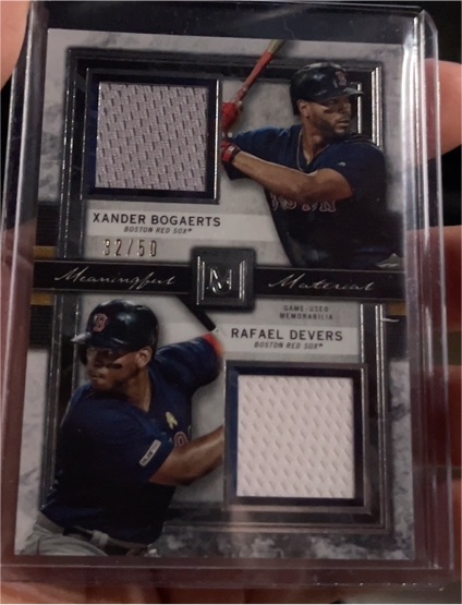 2020 Topps Museum Collection Meaningful Material #/50 Xander Bogaerts / Rafael Devers — front