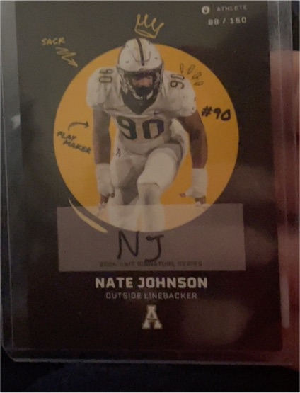 2024 Onit Athlete Nate Johnson Appalachian State Football #S-3 — front