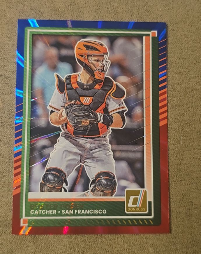 2025 Donruss #15 Buster Posey Red & Blue Parallel — front