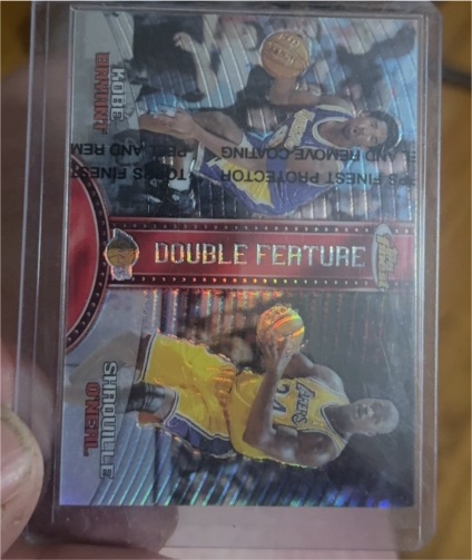 1999 Topps Finest #DF14 Kobe Bryant / Shaquille O'Neal Double Feature — front
