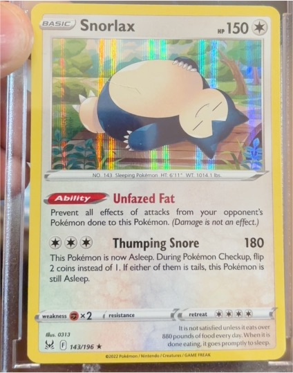 2022 Pokemon SWSH11: Lost Origin #143 Snorlax — front
