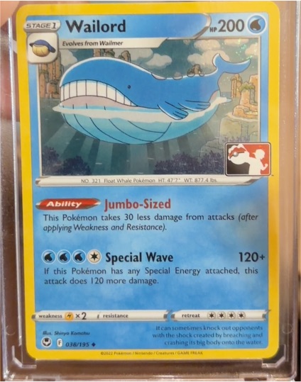 2022 Pokemon Prize Pack Series 4 #038 Wailord Cosmos Holo — front