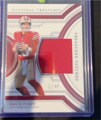 2023 Panini National Treasures Treasured Patches #TP-BP Brock Purdy — front