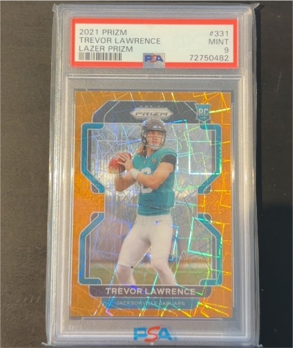 2021 Panini Prizm #331 Trevor Lawrence Orange Lazer Prizm Rookie — front