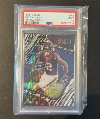 2021 Panini Select #369 Nico Collins Zebra Prizm — front
