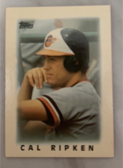 1986 Topps Major League Leaders Minis #2 Cal Ripken Jr. — front