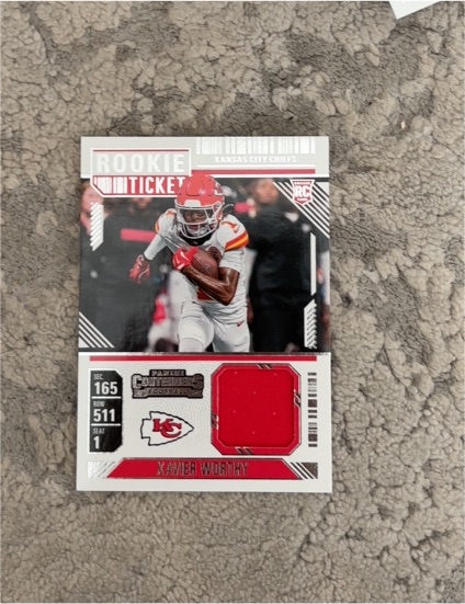 2024 Panini Contenders Rookie Ticket Patch #RTS-XWY Xavier Worthy — front