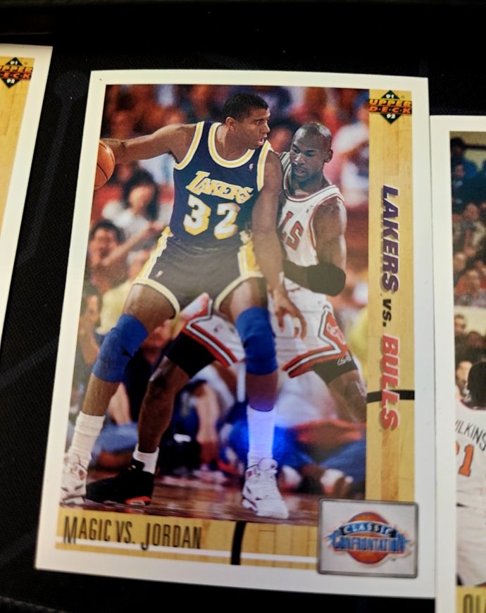 1991-92 Upper Deck #34 Magic Johnson vs. Michael Jordan — front