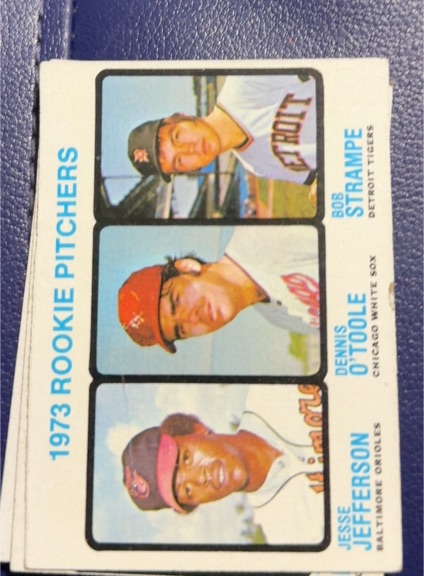 1973 Topps #604 Jesse Jefferson / Dennis O'Toole / Bob Strampe Rookie Pitchers — front