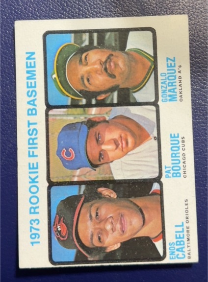 1973 Topps #605 1973 Rookie First Basemen Enos Cabell Pat Bourque Gonzalo Marquez — front