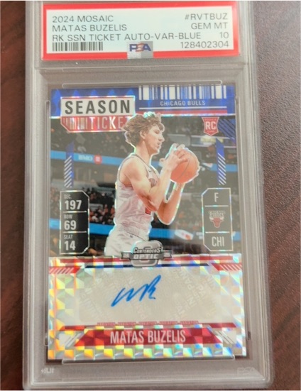 2024 Panini Mosaic #RVTBUZ Matas Buzelis Season Ticket Auto Variation Blue — front