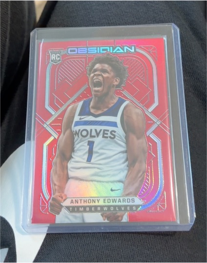 2020-21 Panini Obsidian #152 Anthony Edwards Electric Etch Red Flood Rookie RC — front