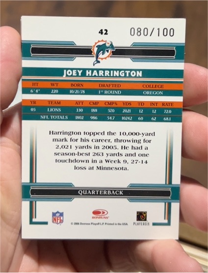 2006 Donruss #42 Joey Harrington — front