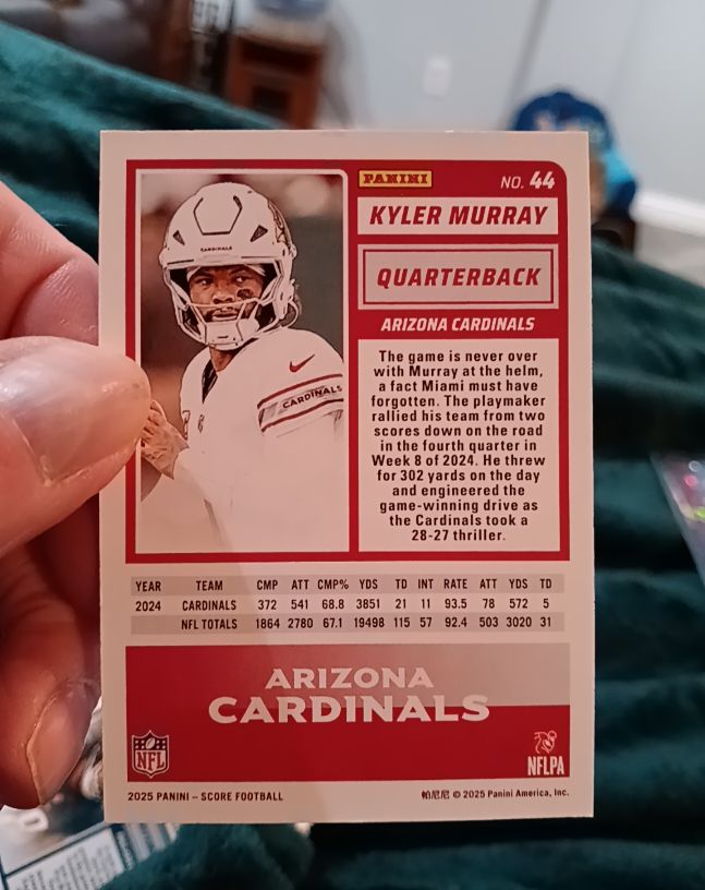 2025 Panini Score #44 Kyler Murray — front