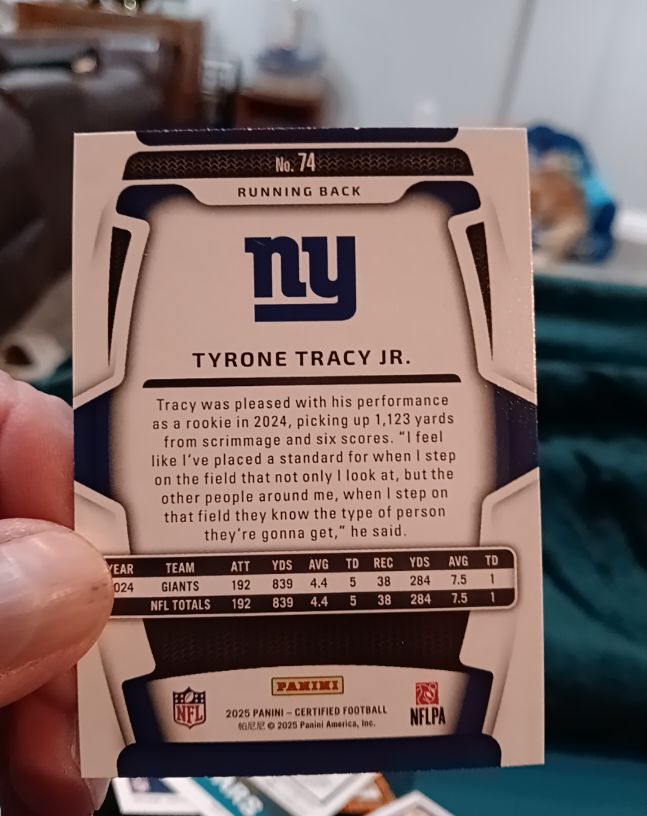 2025 Panini #74 Tyrone Tracy Jr. — front