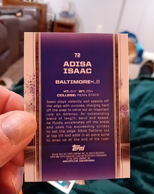 2025 Topps Signature Class #72 Isaac Adisa — front