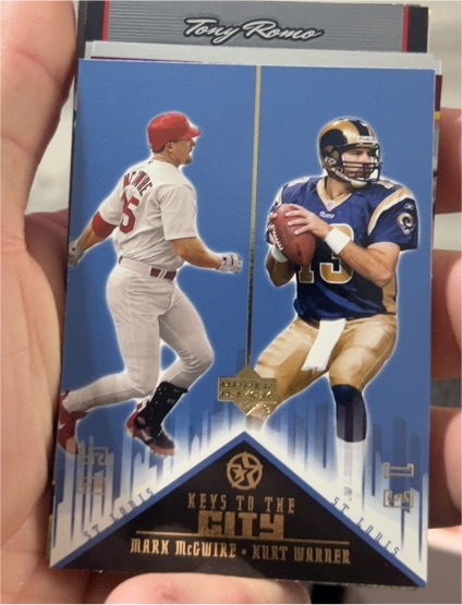 2002-03 Upper Deck Superstars Keys to the City #K3 Mark McGwire / Kurt Warner — front