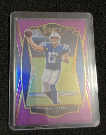 2020 Panini Select #129 Philip Rivers Premier Level Purple Die Cut Prizm Colts — front