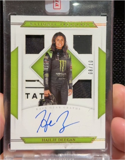 2021 Panini National Treasures #RGG-HD Hailie Deegan Race Gear Graphs — front