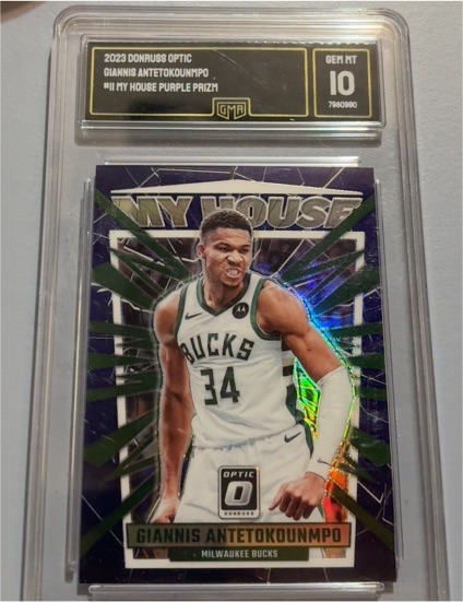 2023-24 Panini Donruss Optic #11 Giannis Antetokounmpo My House Purple Prizm — front