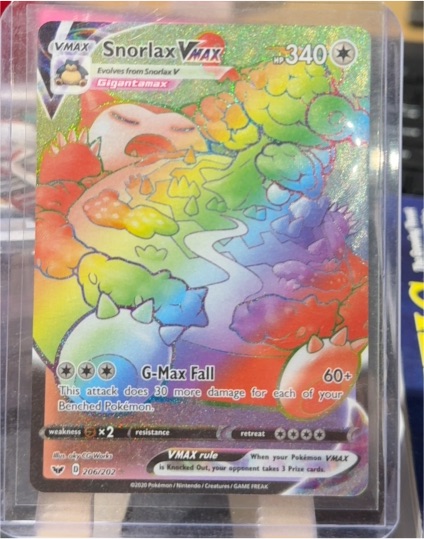 2020 Pokémon TCG Sword & Shield #206 Snorlax VMAX Rainbow Secret Rare — front