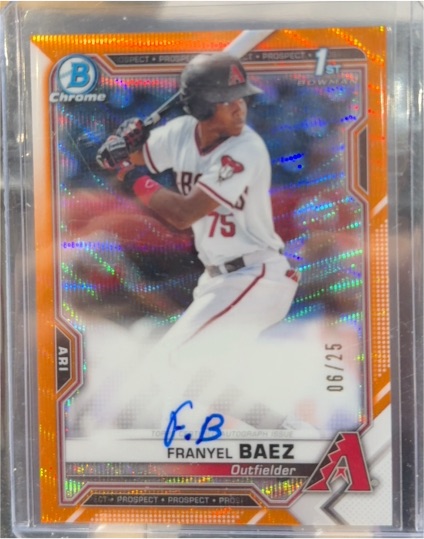 2021 Bowman Chrome #CPA-FB Franyel Baez 1st Bowman Orange Auto — front