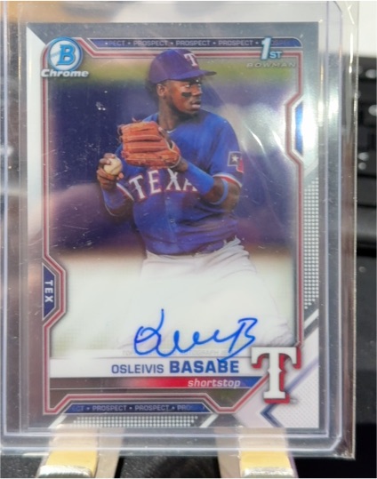 2021 Bowman Chrome #CPA-OB Osleivis Basabe Prospect Autographs — front
