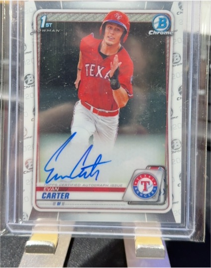 2020 Bowman Chrome Draft Evan Carter 1st Bowman Auto #CDA-EC Texas Rangers — front
