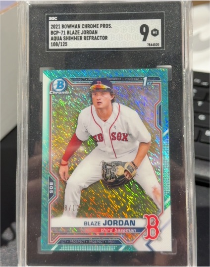 2021 Bowman Chrome Prospects #BCP-71 Blaze Jordan Aqua Shimmer Refractor — front
