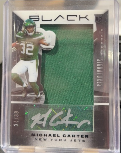 2021 Panini Black Sizeable Signatures Rookie Jerseys #SRJ-MC Michael Carter — front