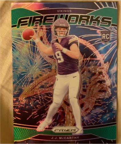 2024 Panini Prizm Fireworks #18 J.J. McCarthy — front