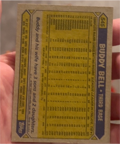1987 Topps #545 Buddy Bell — front