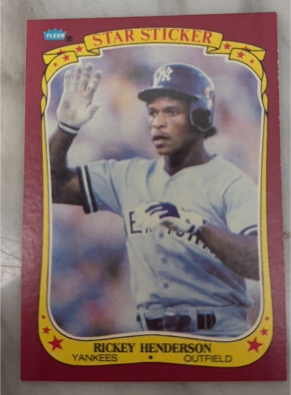 1986 Fleer Star Stickers #53 Rickey Henderson — front