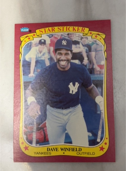 1986 Fleer Star Stickers #130 Dave Winfield — front