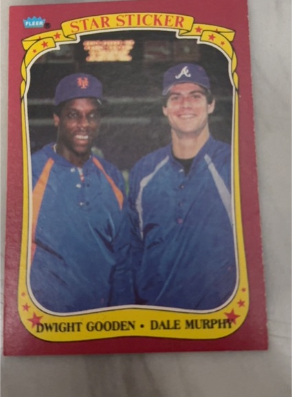 1986 Fleer Star Stickers #132 Dwight Gooden / Dale Murphy — front