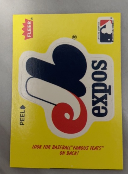 1986 Fleer #NNO Montreal Expos Logo Team Sticker Nap Lajoie — front