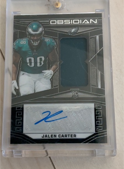 2023 Panini Obsidian Rookie Patch Autographs #RPA Jalen Carter — front