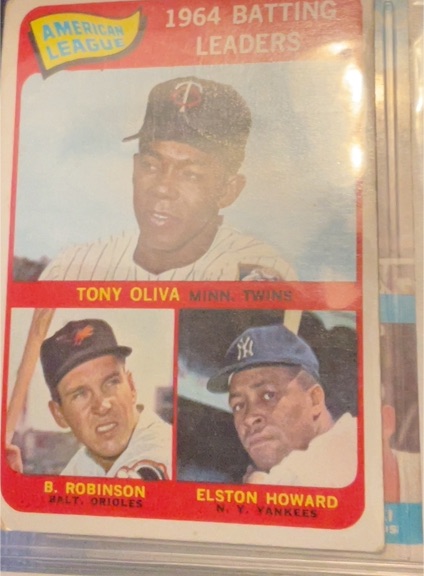 1965 Topps #1 American League 1964 Batting Leaders Tony Oliva / Brooks Robinson / Elston Howard — front