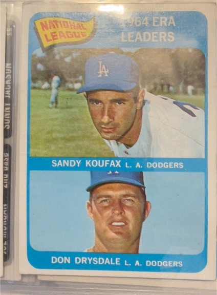 1965 Topps #8 Sandy Koufax / Don Drysdale NL ERA Leaders Dodgers — front
