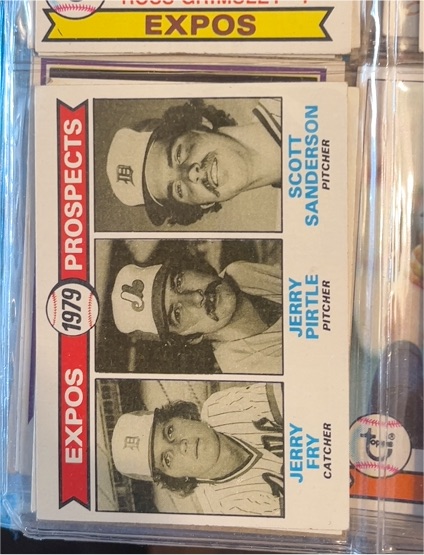 1979 Topps #720 Expos Prospects Jerry Fry/Jerry Pirtle/Scott Sanderson — front