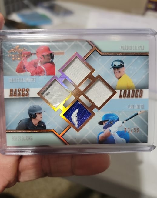 2024 Leaf Trinity Bases Loaded #BL-3 Konnor Griffin Christian Moore Bryce Rainer Cam Smith Quad Patch — front