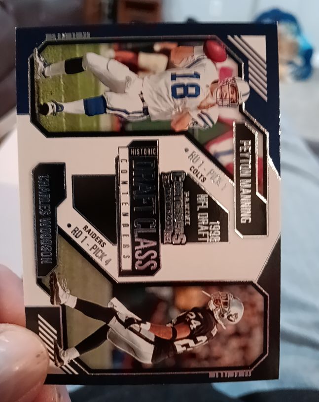 2024 Panini Contenders #17 Peyton Manning & Charles Woodson Historic Draft Class — front