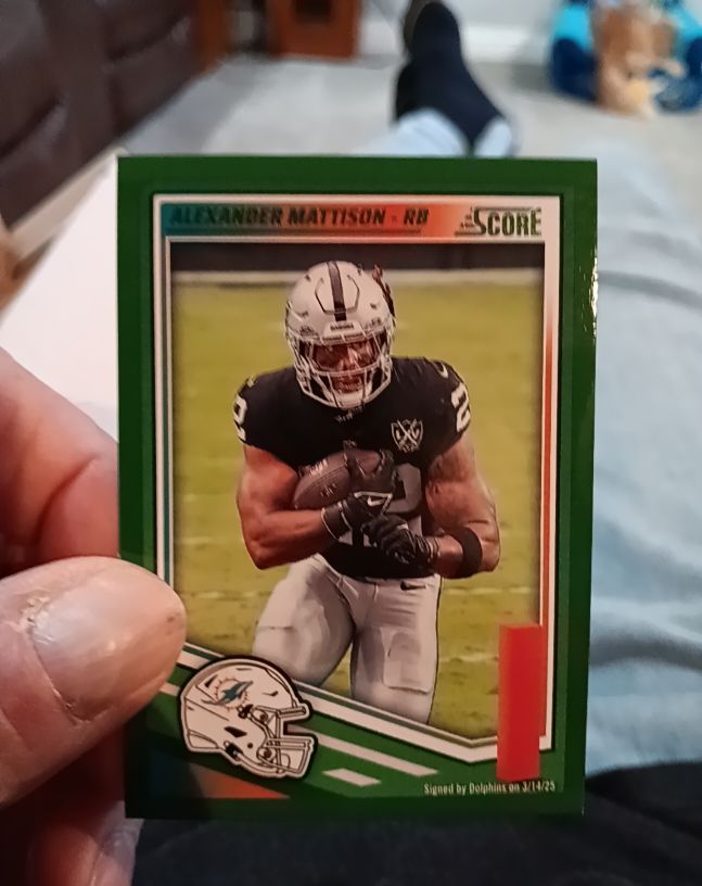 2025 Panini Score #112 Alexander Mattison Green Parallel — front