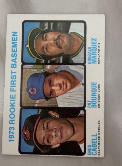 1973 Topps #605 1973 Rookie First Basemen Enos Cabell Pat Bourque Gonzalo Marquez — front